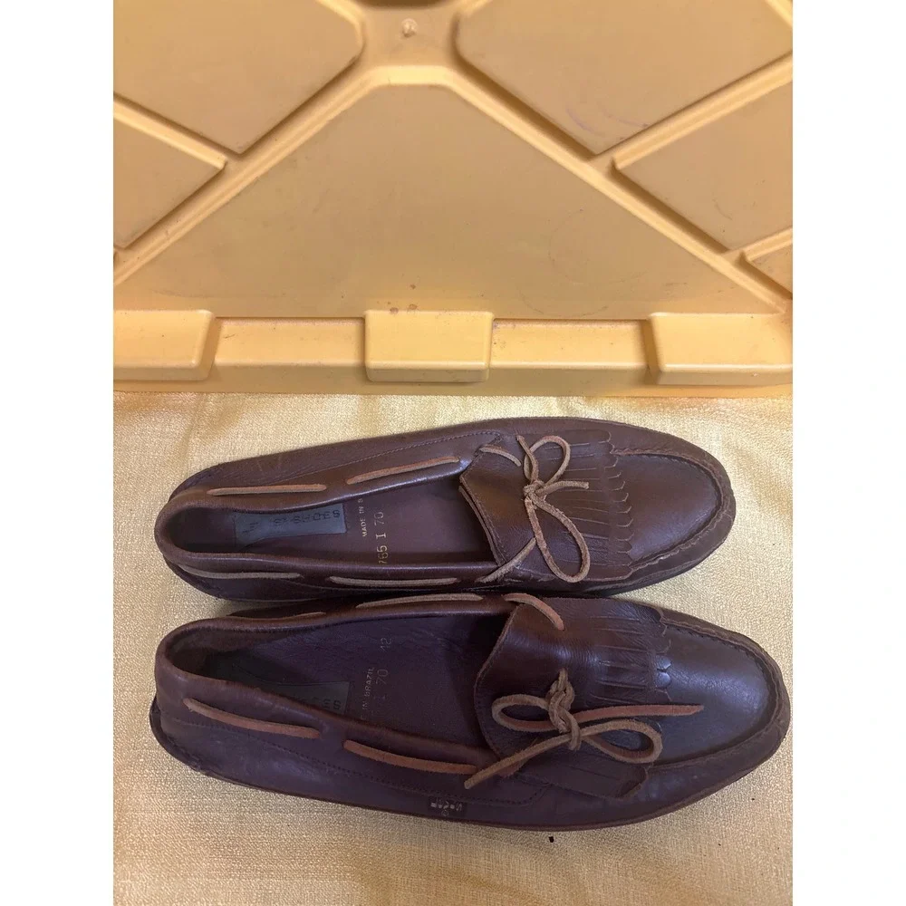 Levi's Loafers Mens 12M Brown Excellent Vintage Leather Kiltie Fringe‎ Moccasin